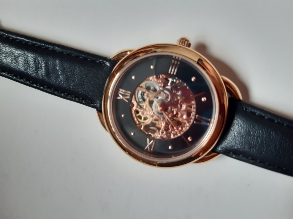 Tailor mechanical black leather watch cheap
