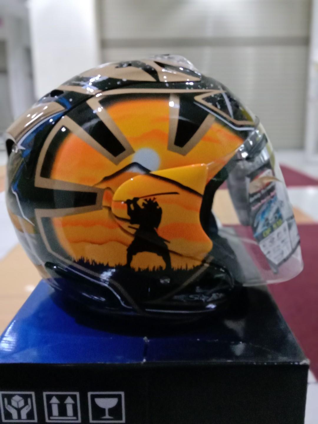 Helmet mhr arai design samurai gold / kudo matte, Auto Accessories on Carousell