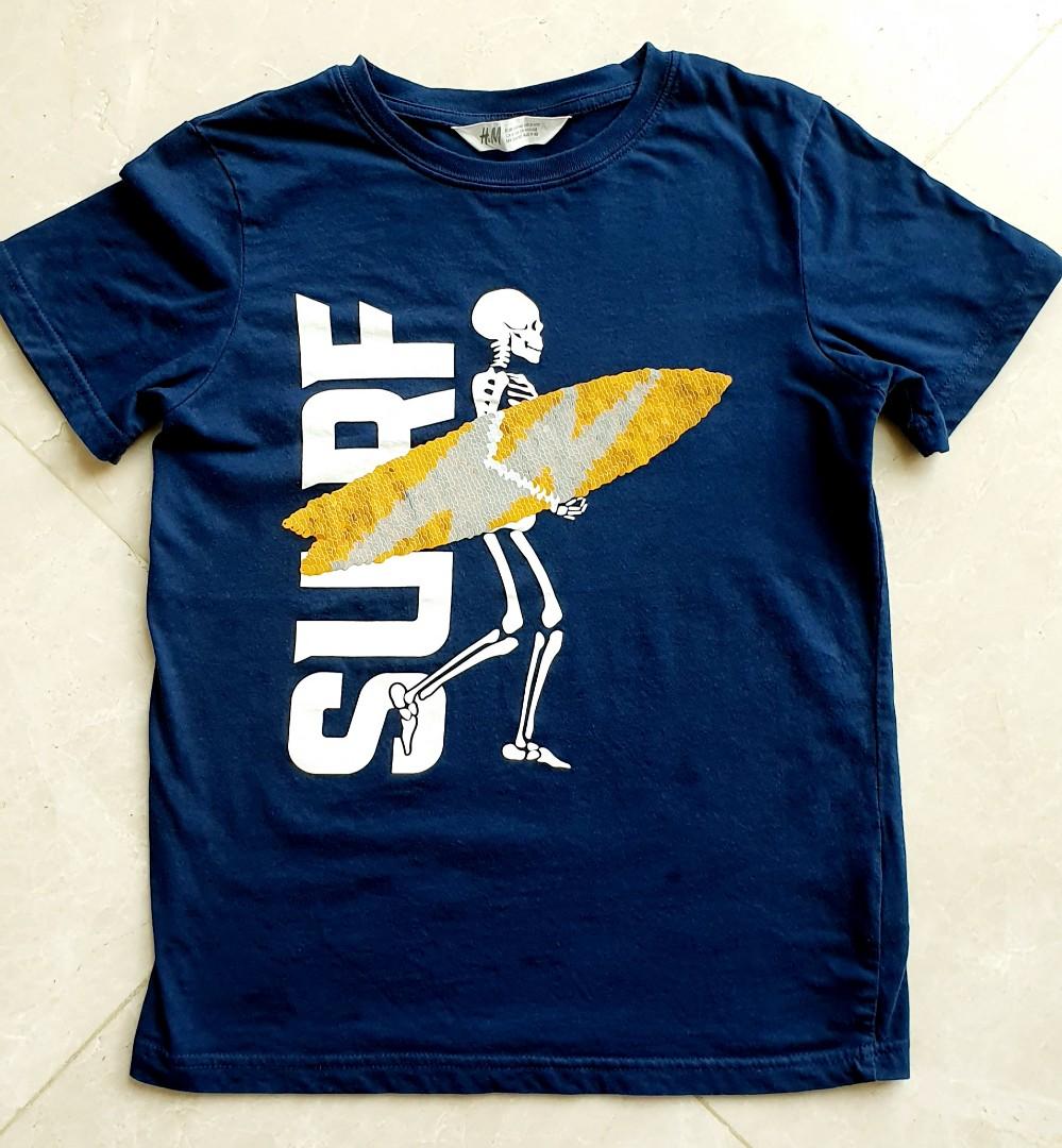 H M t shirt with changing skeleton picture 134 140cm Babies