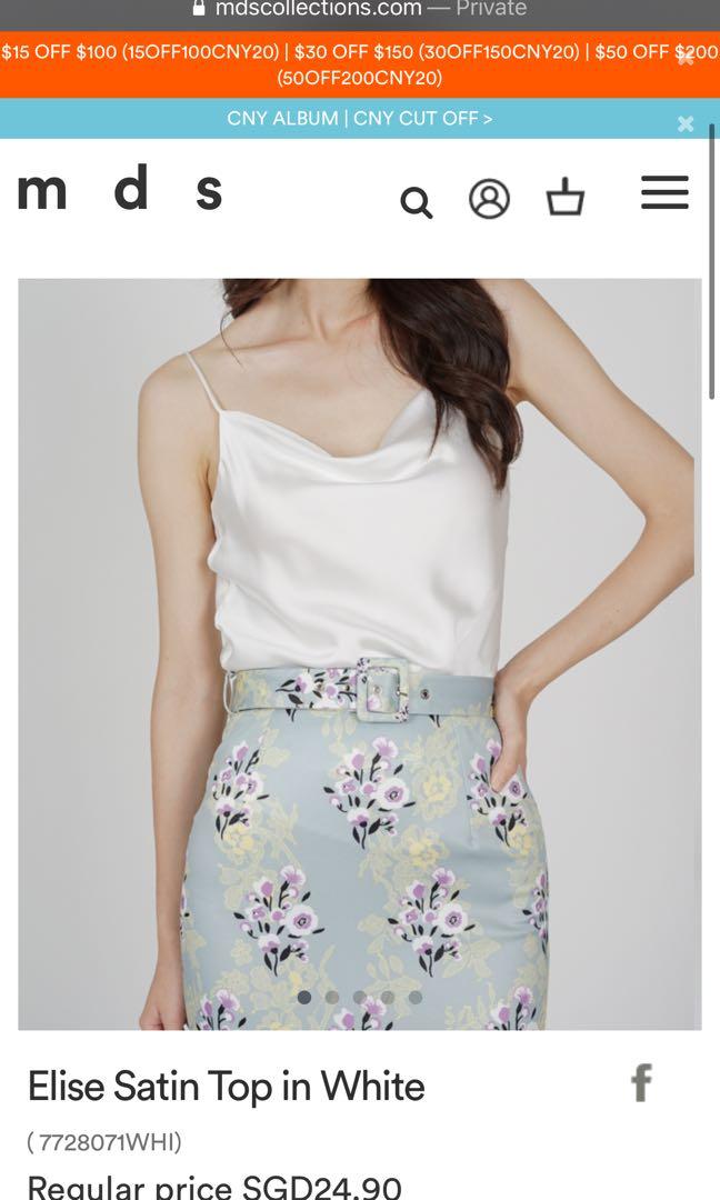 white satin cowl neck top