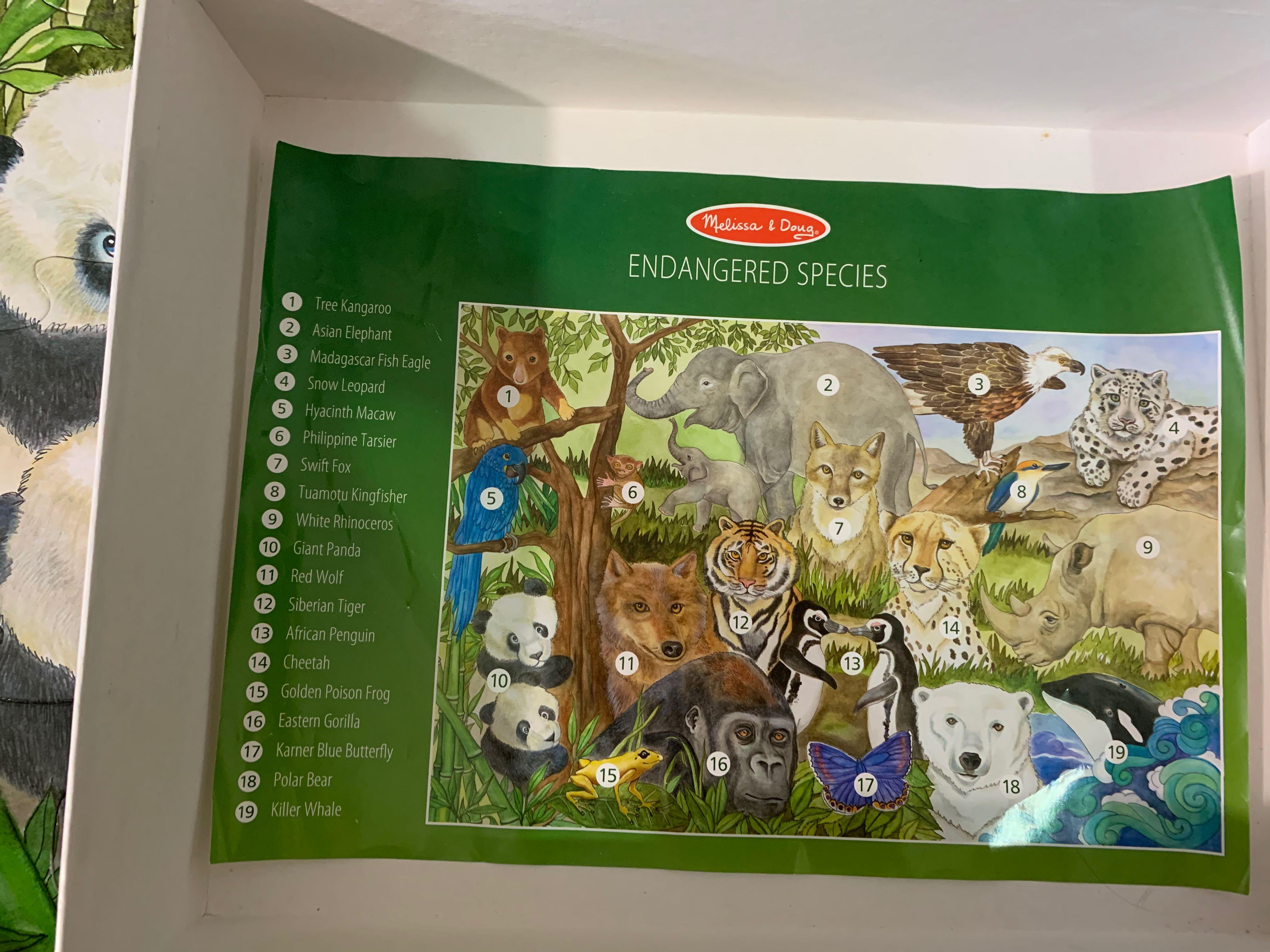 Melissa and doug endangered top species puzzle animal names