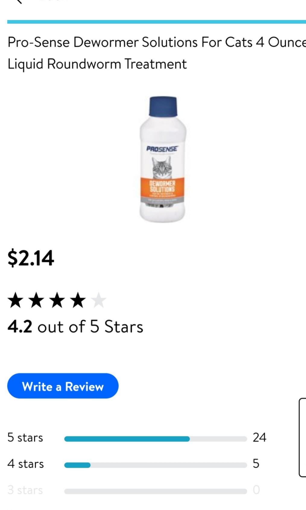 ProSense Dewormer Solutions For Cats, Liquid Roundworm, 54 OFF