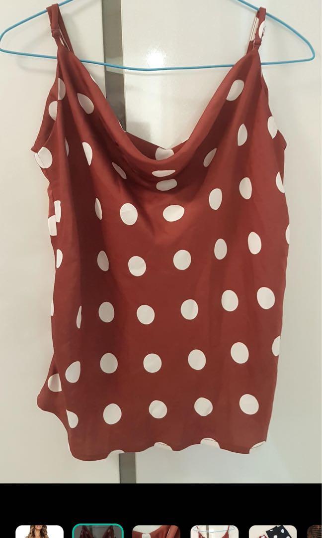 satin polka dot top