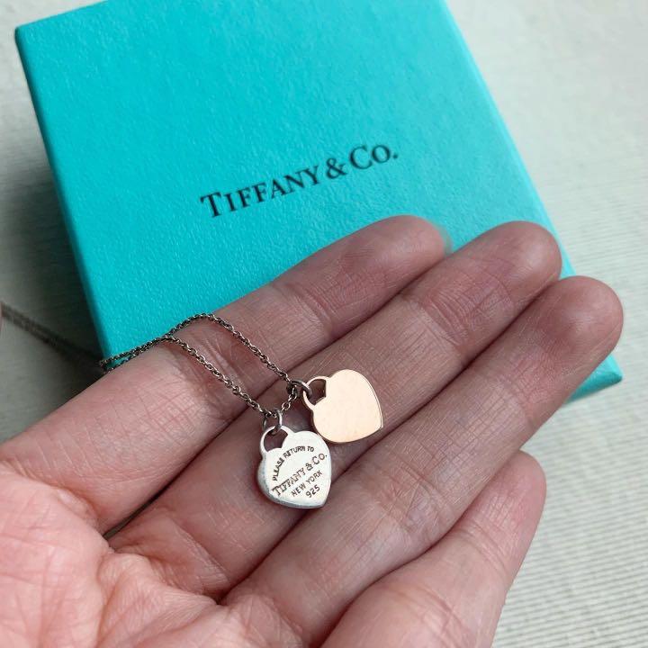 AUTHENTIC TIFFANY & CO Mini Double Heart Sterling Silver and
