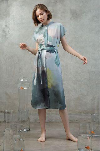 #makinhoki Shirtdress in Abstract Blue