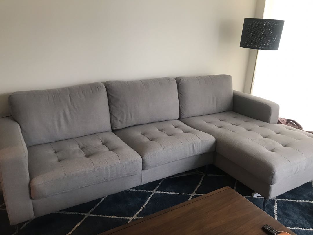 2-Piece Sectional with Right-Facing Chaise - Grey