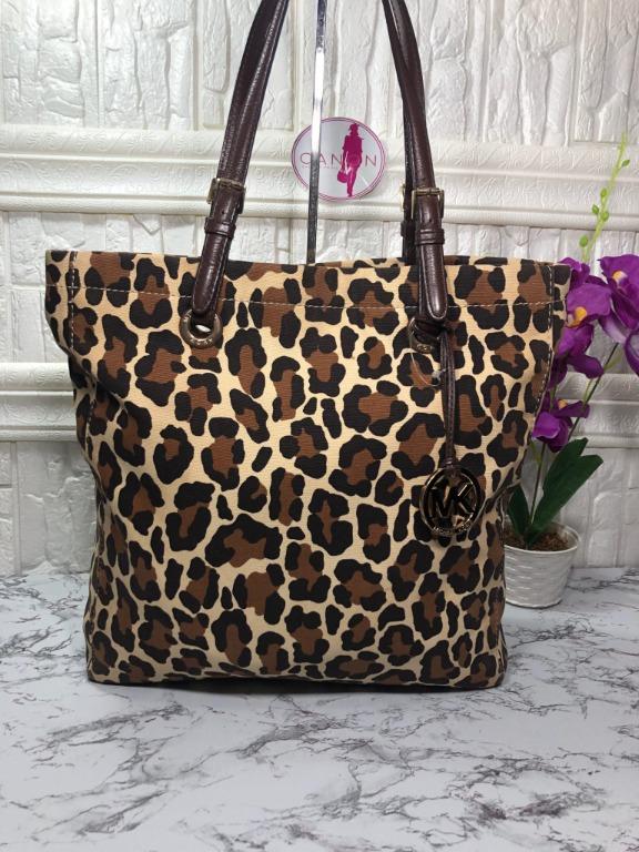 Michael kors leopard on sale tote