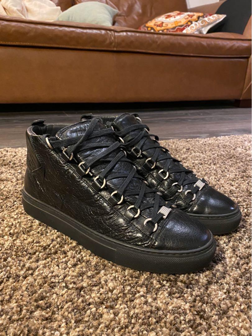 Balenciaga Arena Hightop Leather Trainers in Black for Men  Lyst Canada