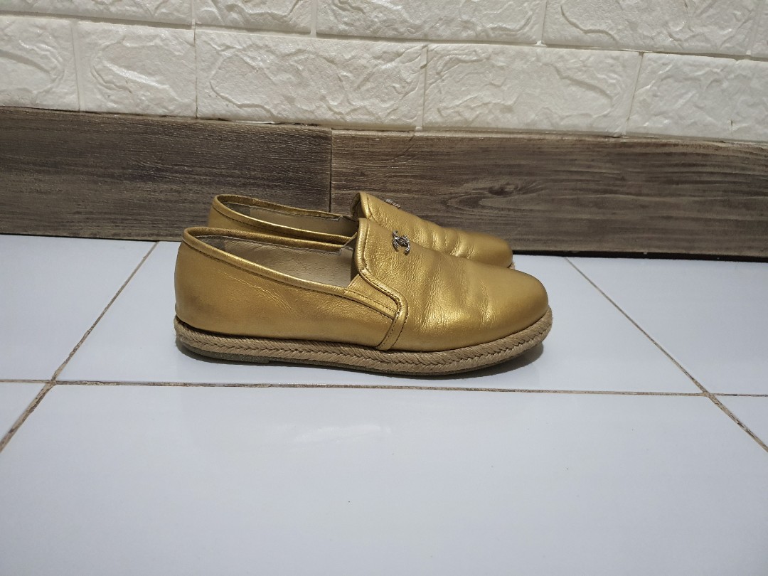 gold chanel espadrilles