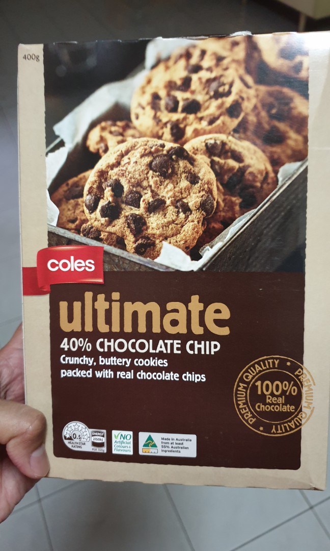 COLES Ultimate 40 Chocolate Chips Cookies 400g imported from Australia (Halal), Food & Drinks
