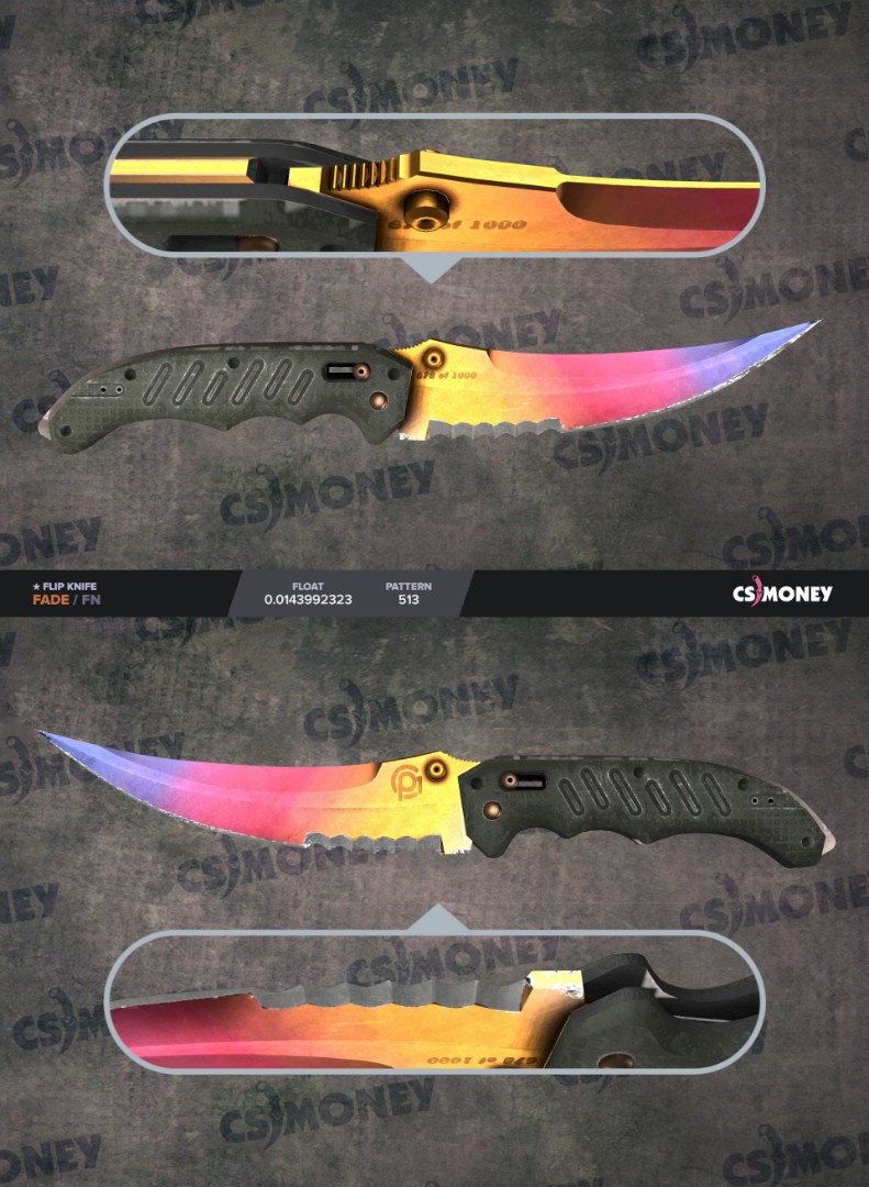 Csgo Flip Knife Fade 96 Fade 0.01 float, Video Gaming, Gaming