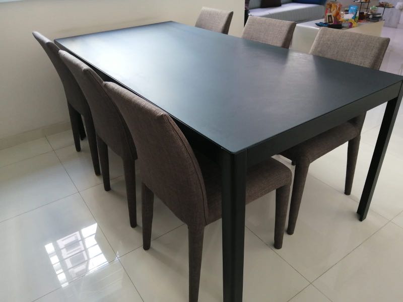 6 Seater Black Tempered Glass Dining Table No Chairs Furniture Tables Chairs On Carousell