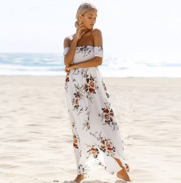Floral maxi beach dress store