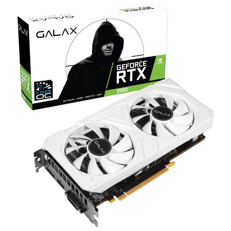 GALAX GeForce RTX 2060 EX WHITE 1 Click OC 6GB GDDR6 26NRL7HPY3EW