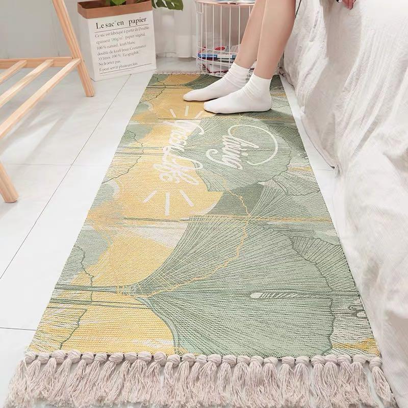 Hand Knitted Tassel Area Rug Carpet Woven Non Slip Tatami