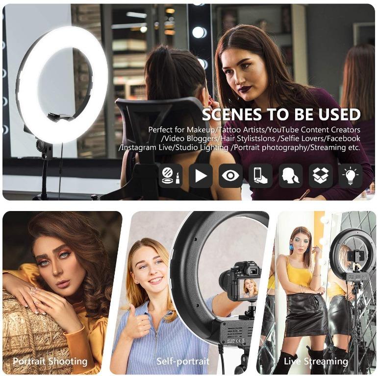 (K1302) Neewer 14inch Outer 12inch Inner Dimmable Ring Light Lighting Kit 50W Fluorescent