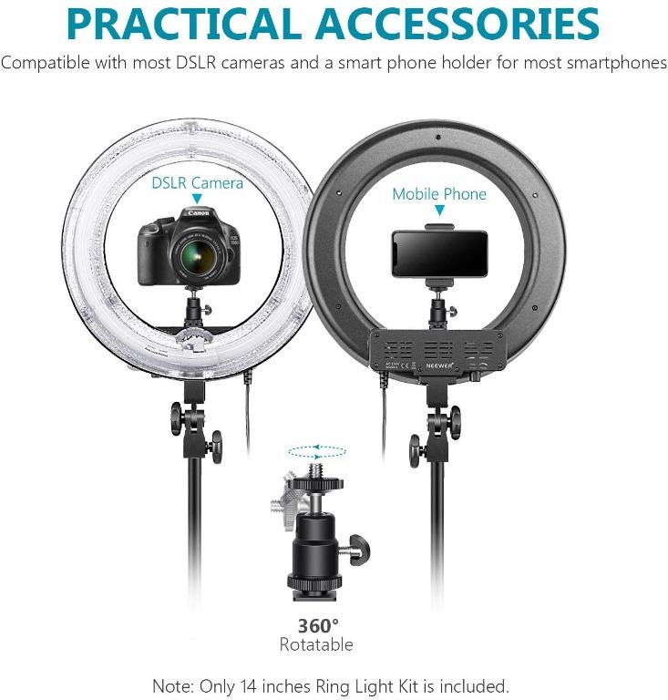 (K1302) Neewer 14inch Outer 12inch Inner Dimmable Ring Light Lighting Kit 50W Fluorescent