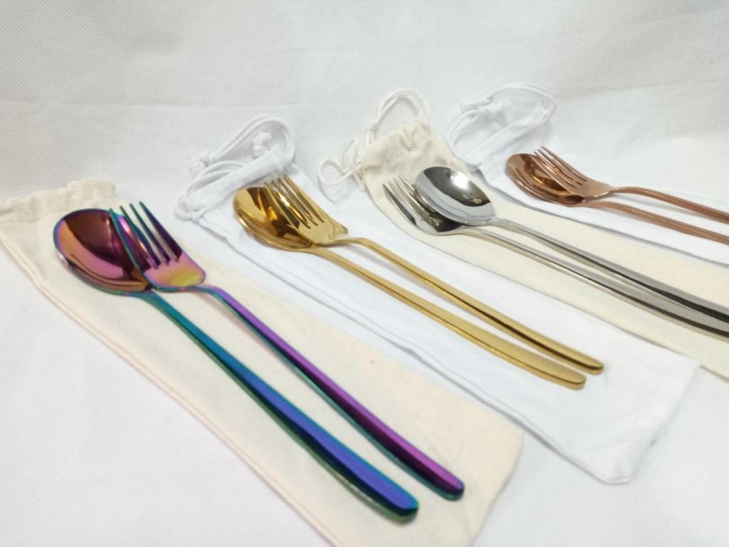 Long hand stainless steel spoon and fork set with Pouch (Category: Home Improvement Tools & Accessories) located in Manila. Submitted by glenndy_07 (Listing ID 275102940, Image 2). Description: Details: Material:18/10Stainless Steel Surface: Good Mirror Polished Applicable Occasions: Tabletop, Kitchen, Restaurant Dinner Spoon Length:205mm, Weight:42.2g DinnerFork Length:208mm, Weight:38.5g Feature: 18/0stainless steel Flatware, have passed the FD