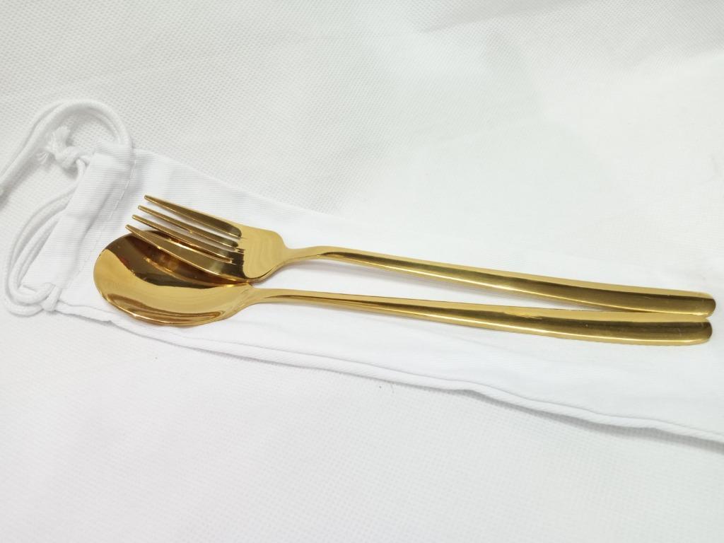 Long hand stainless steel spoon and fork set with Pouch (Category: Home Improvement Tools & Accessories) located in Manila. Submitted by glenndy_07 (Listing ID 275102940, Image 3). Description: Details: Material:18/10Stainless Steel Surface: Good Mirror Polished Applicable Occasions: Tabletop, Kitchen, Restaurant Dinner Spoon Length:205mm, Weight:42.2g DinnerFork Length:208mm, Weight:38.5g Feature: 18/0stainless steel Flatware, have passed the FD