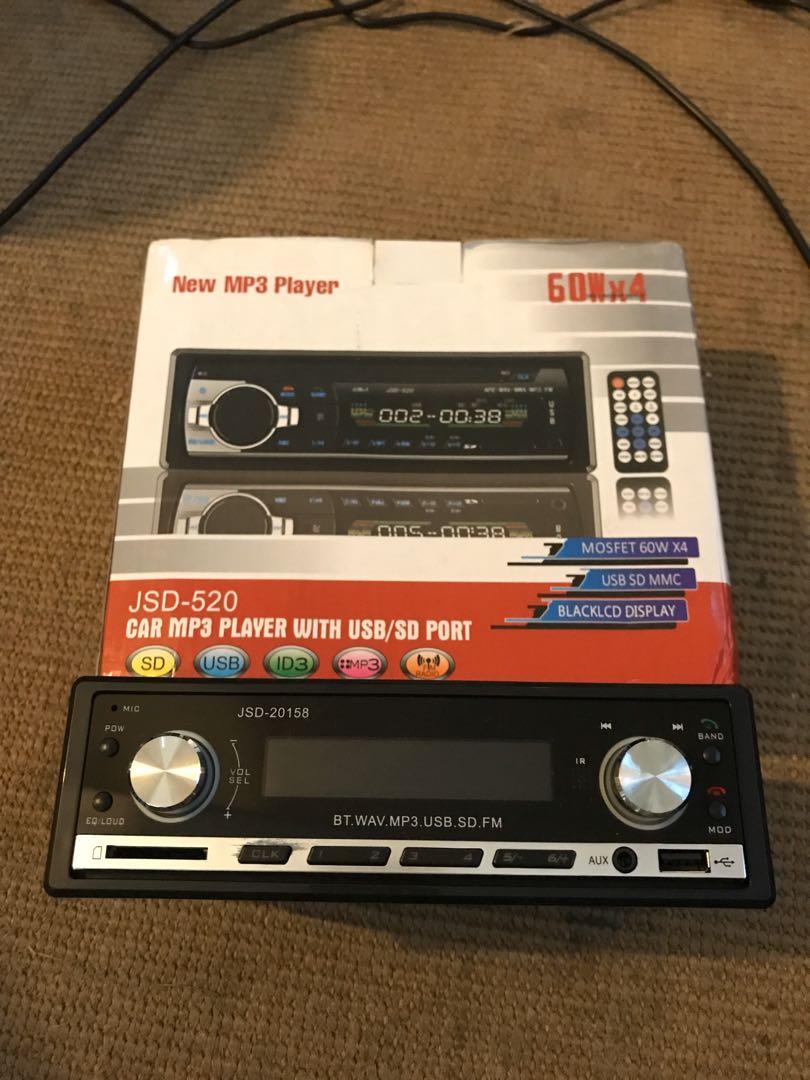 MP3 car player (Category: Portable Music Players) located in Pasig City. Submitted by misstthings (Listing ID 275025074, Image 1). Description: New MP3 car player JSD-20158 USB SD MCC BlackLCD display Complete with remote, cords and box See photos for details MOP: gcash/ BPI/ BDO Meet up: Capitol commons/ DLSU taft Shipping via Xend c/o buyer .