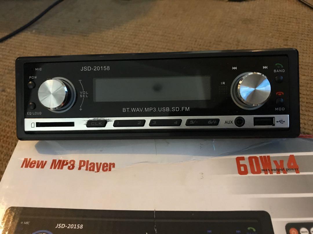 MP3 car player (Category: Portable Music Players) located in Pasig City. Submitted by misstthings (Listing ID 275025074, Image 2). Description: New MP3 car player JSD-20158 USB SD MCC BlackLCD display Complete with remote, cords and box See photos for details MOP: gcash/ BPI/ BDO Meet up: Capitol commons/ DLSU taft Shipping via Xend c/o buyer .