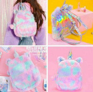 Rainbow Fluffy Unicorn Backpack