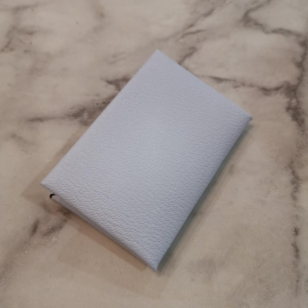 Hermes Bi-Color Bleu Brume/Brique Calvi Duo Card Case - Yoogi's Closet