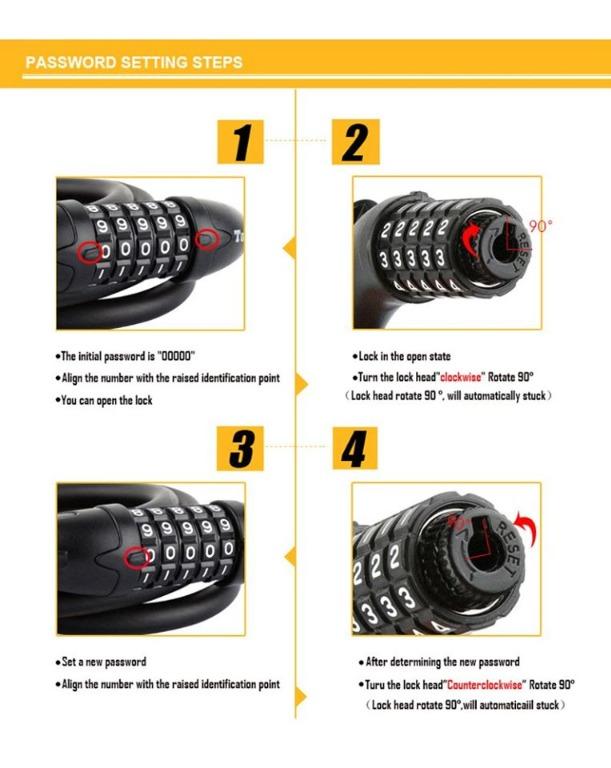 Tonyon bike top lock default code