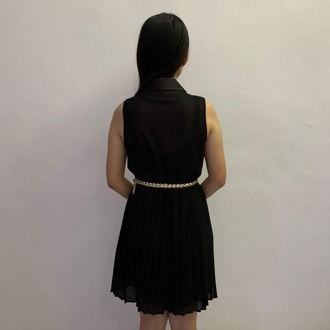 strapless open back dress Hype Girl Box Pleat Mini Dress Black– Selfie Leslie main image 0