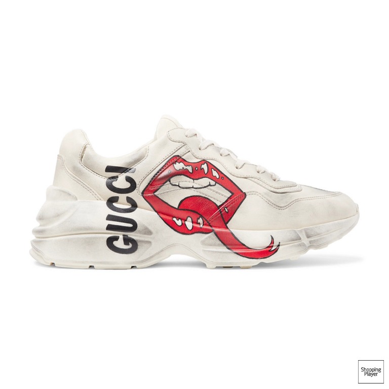 Gucci Men s Rhyton Leather sneaker mouth print Red Lips shoe