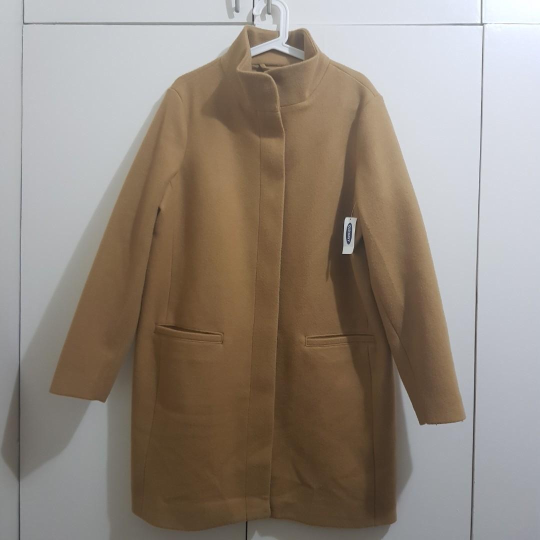 Soft brushed funnel neck coat hot sale