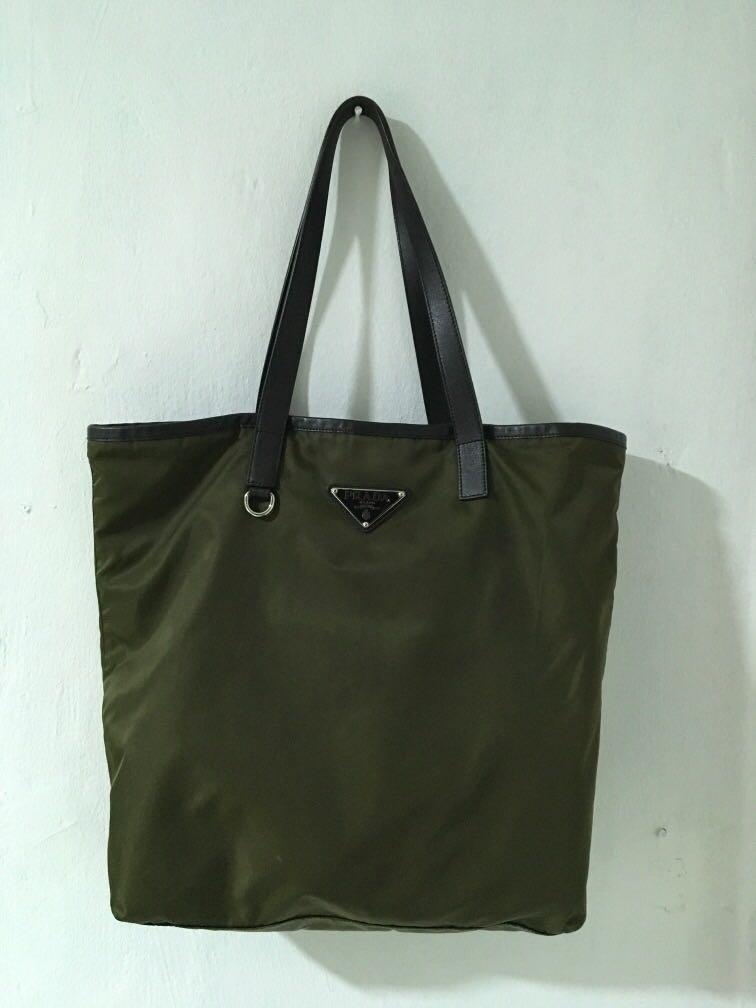 prada green tote bag