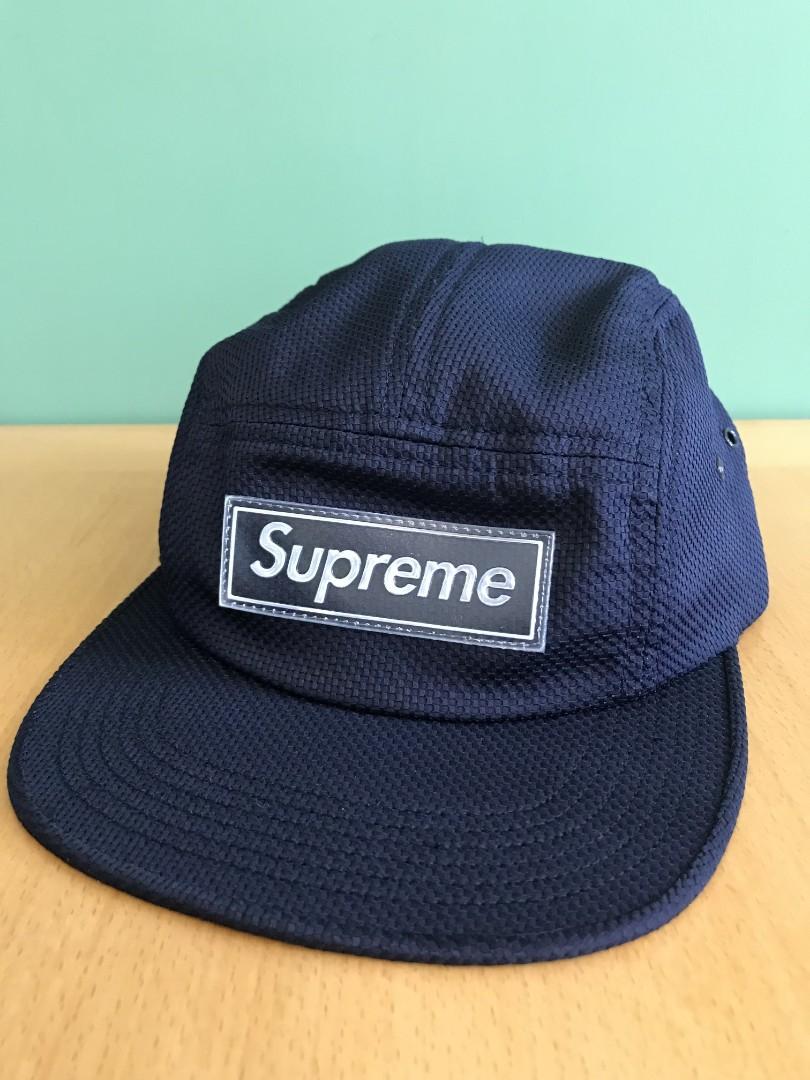 Supreme Nylon pique camp cap (navy colour), 男裝, 手錶及配件, 冷帽