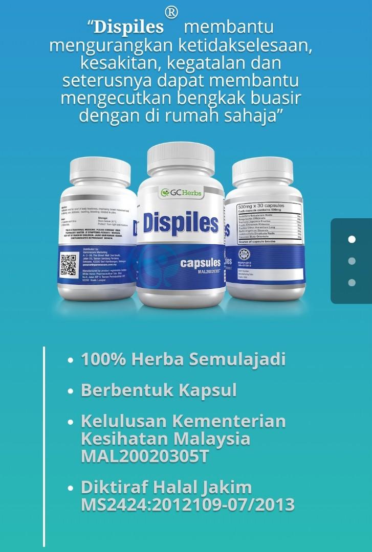Ubat Buasir Dispiles 2 Botol Lulus Kkm Halal 60 Biji Shopee Malaysia