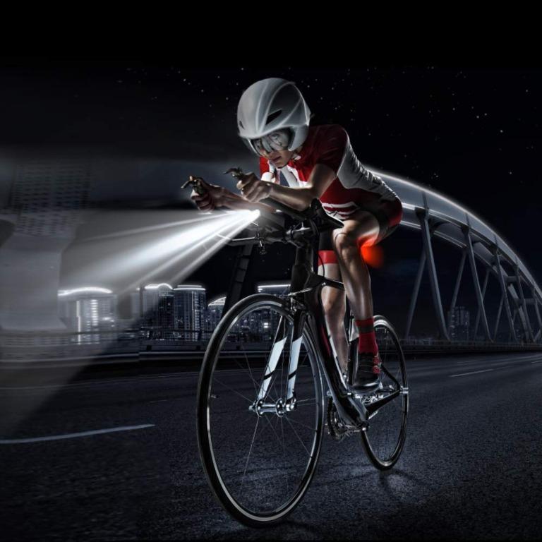 WAKYME Bike Light Set Upgrade 5200mAh USB Rechargeable Bicycle Light with Power Bank Function and Intelligent LED Display Headlight Taillight
