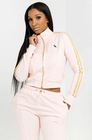 New Drake OVO women's Owl Patch Pink/Gold Track Jacket