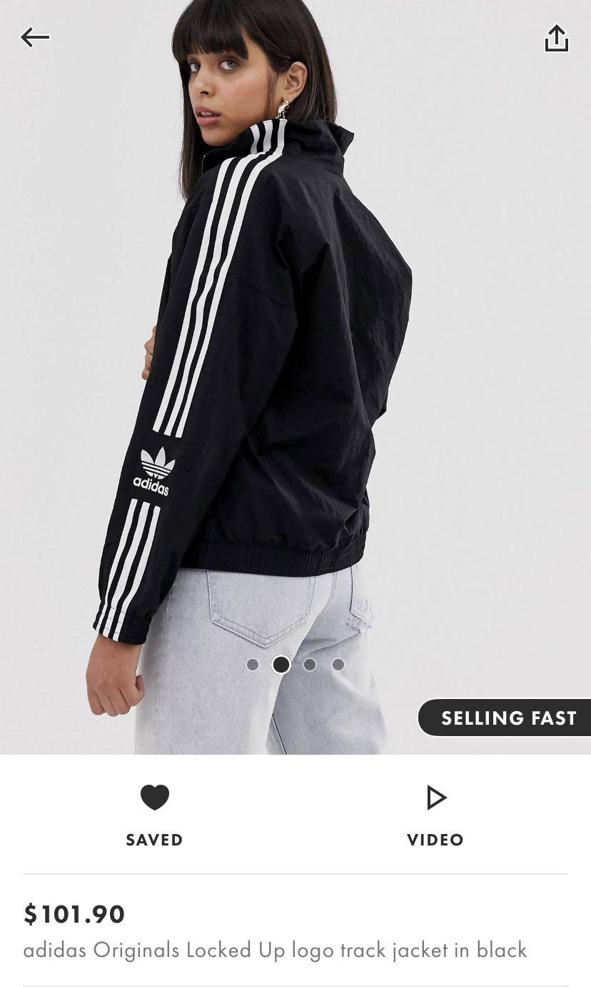 Adidas originals locked up logo hot sale track jacket in black