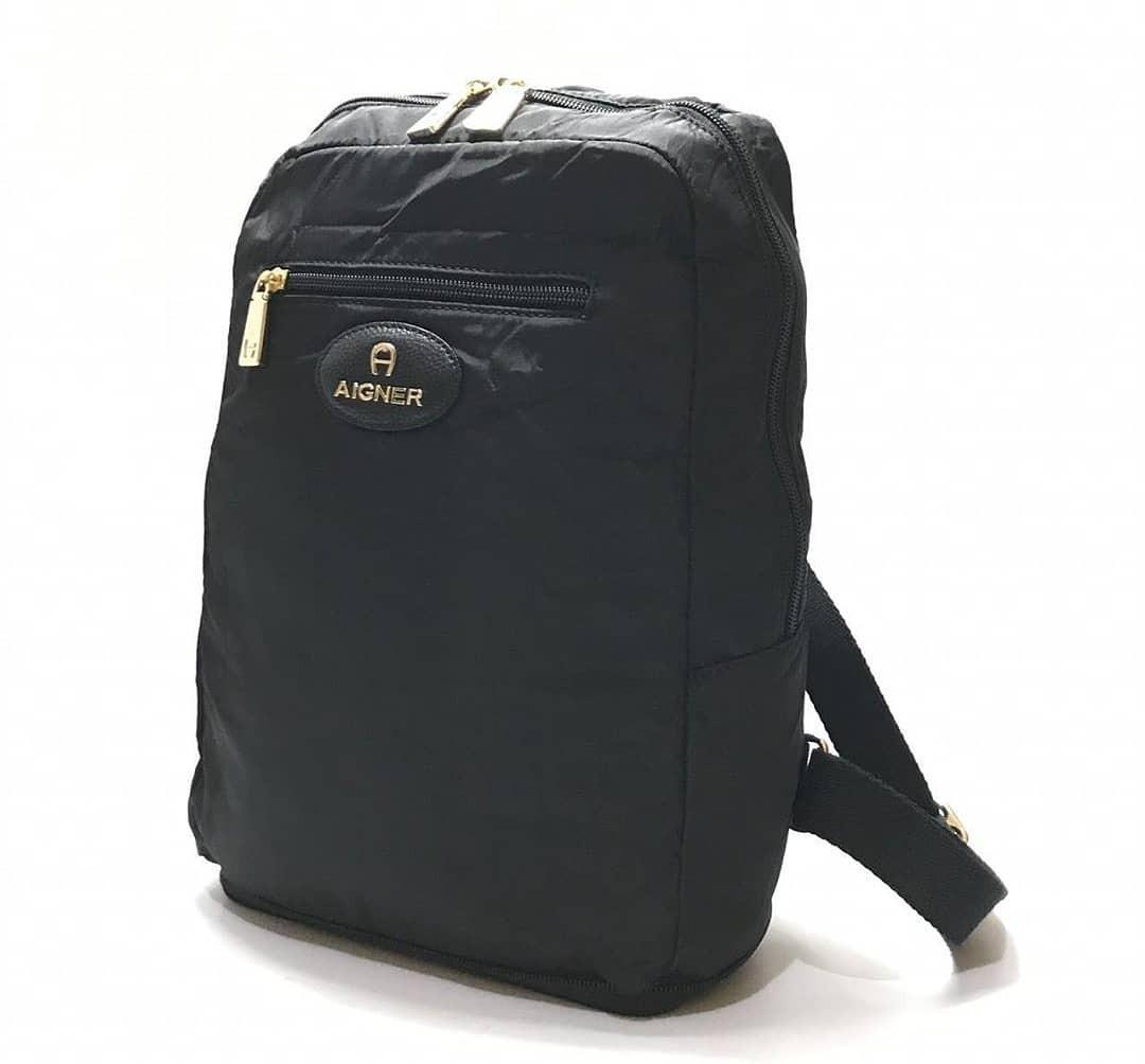 Aigner Foldable Nylon Backpack Black 23 20 34.5