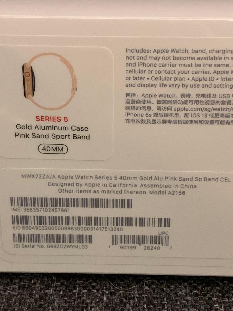 Apple Watch Series 5 Gold Aluminium Case Pink Sand Sport Band Electronics Others On Carousell