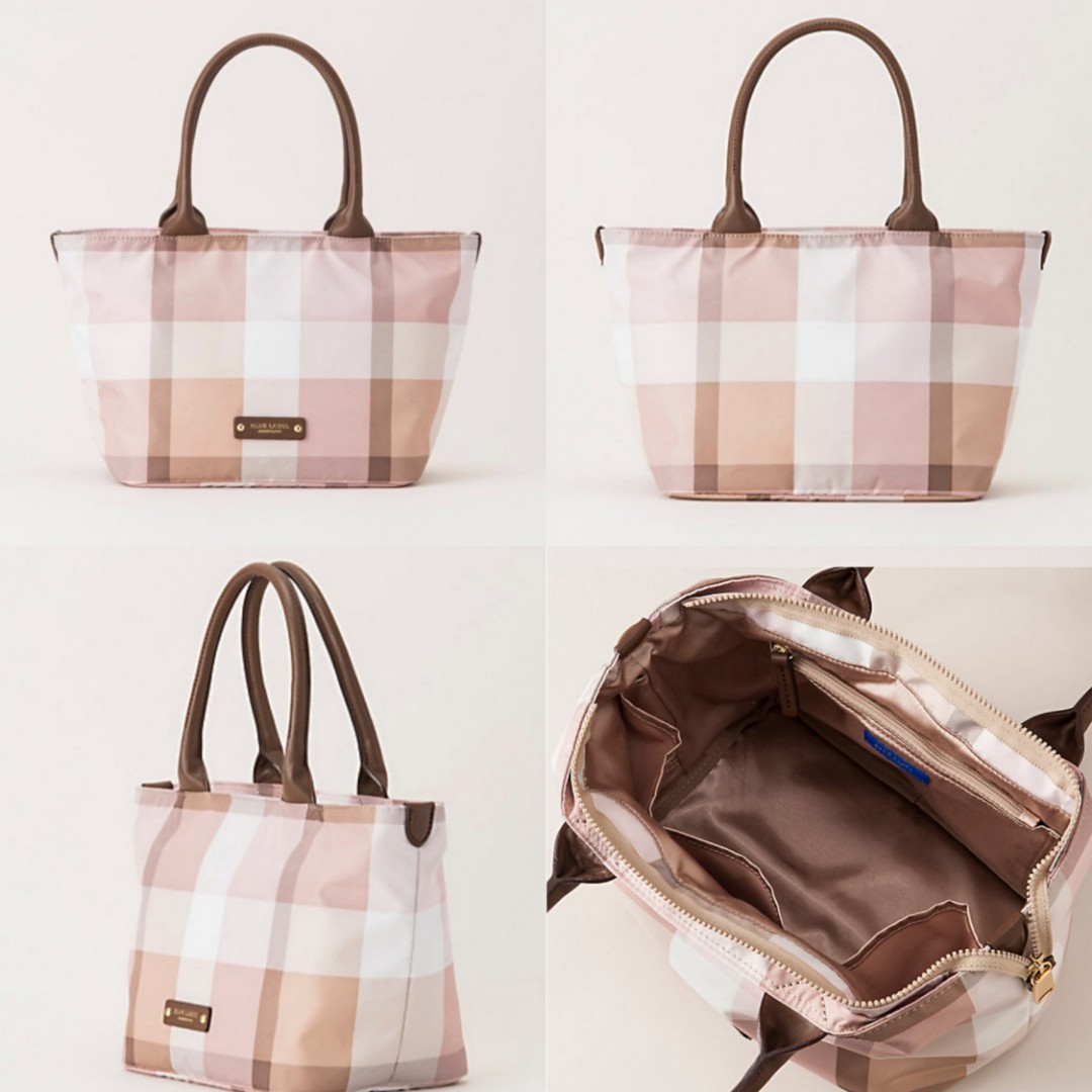 BLUE LABEL Crestbridge Japan Pink Check Tote Bag Large Women s