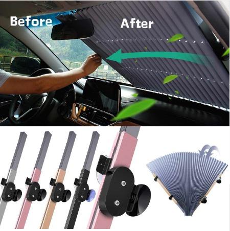 CLEARANCE] Car Retractable Windshield Sun Shade Cover Window Accessory UV, Car  Accessories, Accessories on Carousell