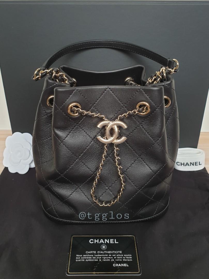 Chanel 19K Black Drawstring Bucket Bag with GHW Luxury Bags