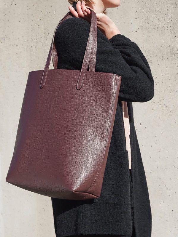 The Crossbody Shopper Leather Handbag | Burgundy Collective