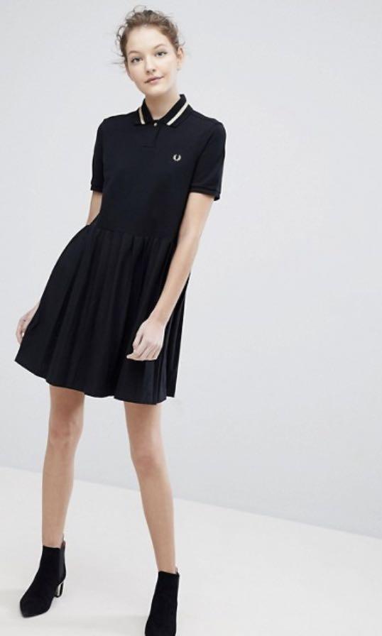 fred perry pleated dress Tipped Pleated Tennis Dress