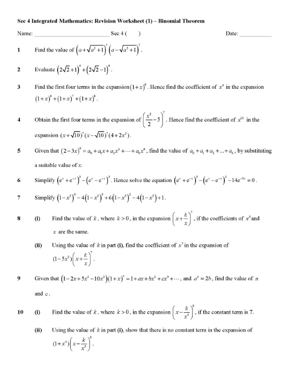 HCI Sec 4 Math topical revision package / exam paper / prelim paper ...