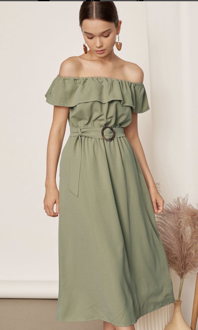 leora midi dress green The Leora Dress – The Shirt