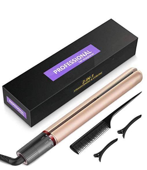M181 BUDDYGO Hair Straighteners and Curling Wand 2 in 1 Professional Curling Tongs with Ceramic Tourmaline Flat Iron for Hair Straightening and Curler Adjustable Temperature Dual Voltage and Safety Lo...