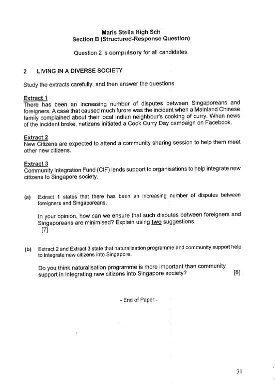 Social Studies Structured Response Questions / Sorted by theme / exam ...