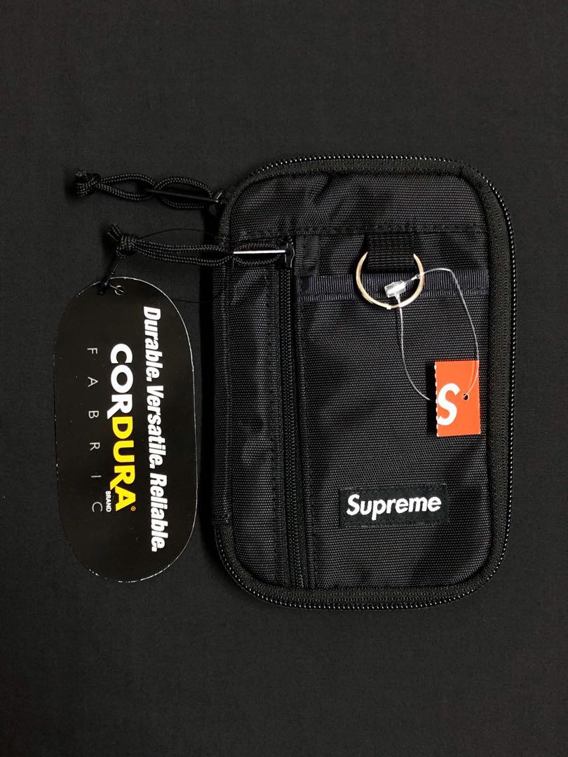 Supreme 19FW Black Small Zip Pouch Wallet 黑色銀包, 男裝, 袋, 腰袋 