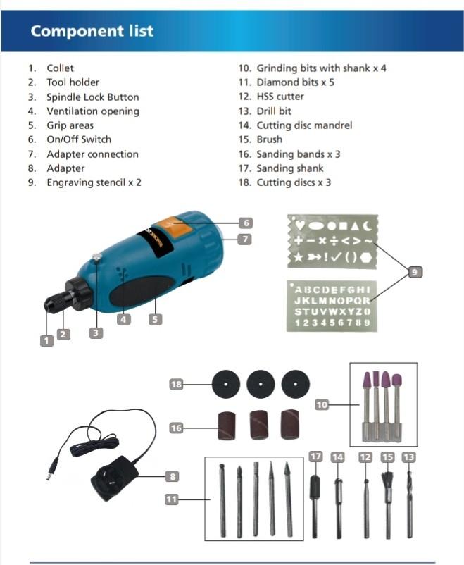 Workzone Heavy Duty 18 Volts Rotary Tool Kit AC Engraver Engraving